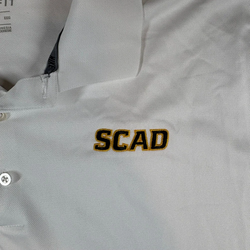 Nike SCAD Dri-Fit Mens Varsity Golf‎ Polo Shirt XXL White Preppy Classic Casual